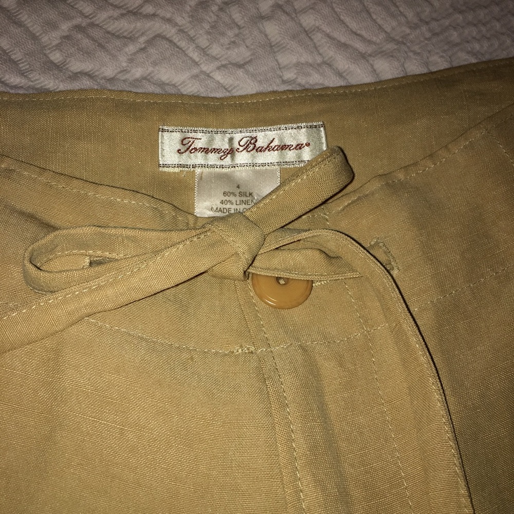 Vintage T. Bahama tan silk/linen wide leg pants,4